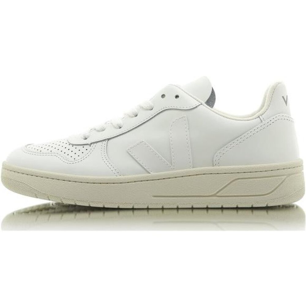 Veja Women's V-10 Lace Up Sneakers, Extra White - Picture 4 of 7